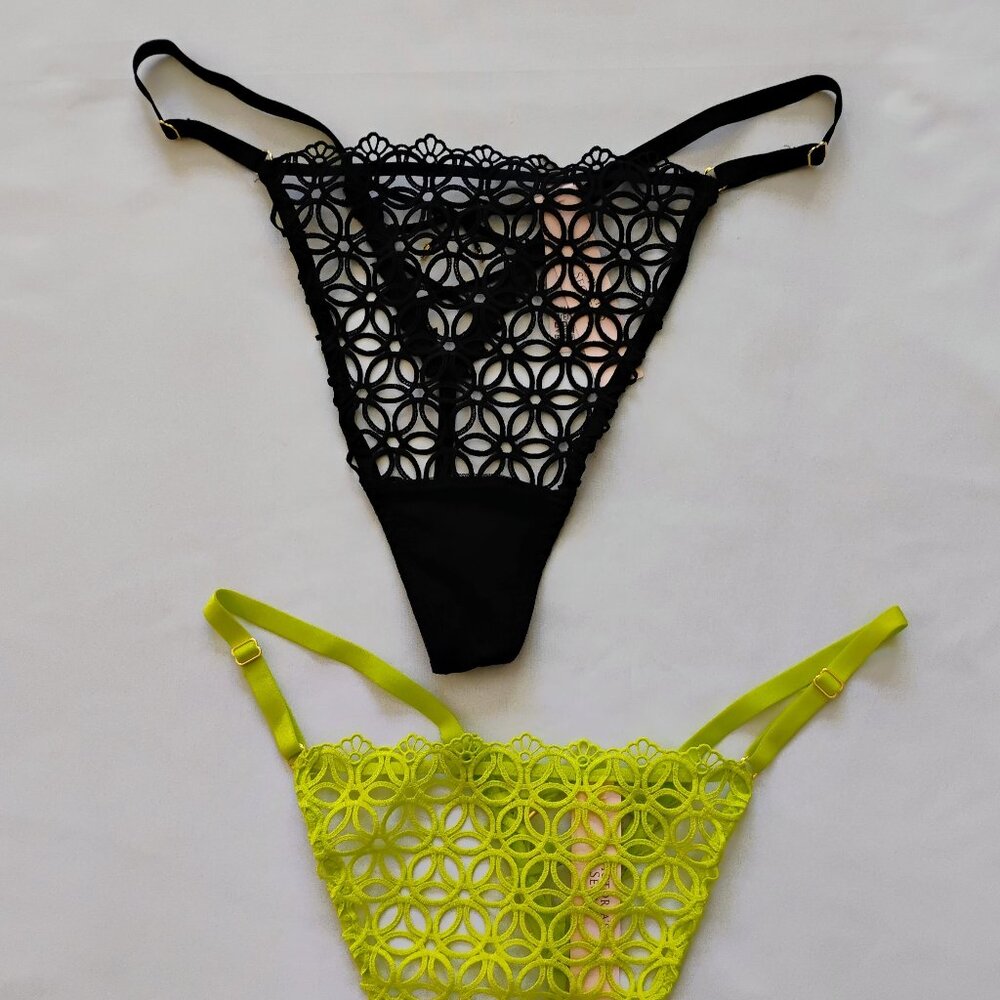 Victoria's Secret Embroidery Thong Size XL New With Tags (SET OF 2)